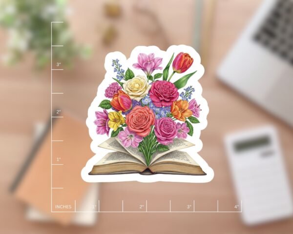 Bouquet in a Book Sticker for Kindle Readers, Laptops, Journals, and Party Favors