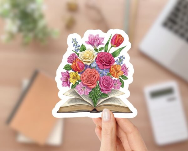 Bouquet in a Book Sticker for Kindle Readers, Laptops, Journals, and Party Favors