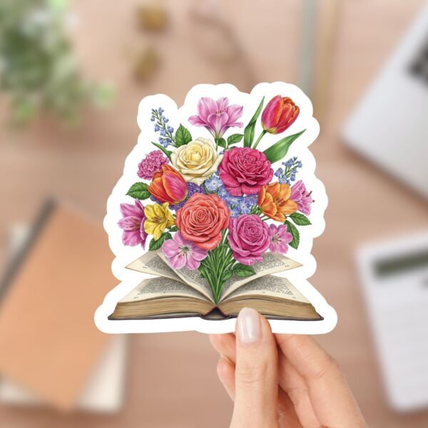 Bouquet in a Book Sticker for Kindle Readers, Laptops, Journals, and Party Favors