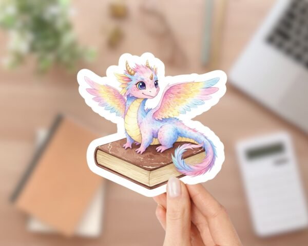 Feathered Dragon Fantasy Book Sticker for Kindle Readers, Laptops, Journals, and Party Favors