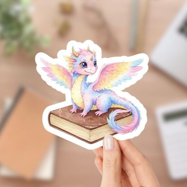 Feathered Dragon Fantasy Book Sticker for Kindle Readers, Laptops, Journals, and Party Favors