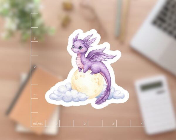 Cute Purple Dragon Moon Fantasy Sticker