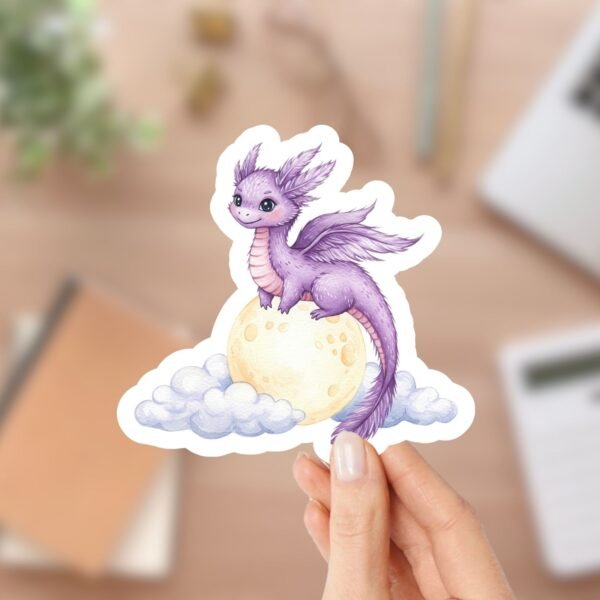 Cute Purple Dragon Moon Fantasy Sticker