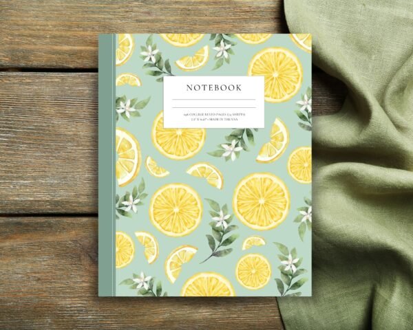 Medium Composition Notebook with 148 College Ruled Pages - Sliced Lemons