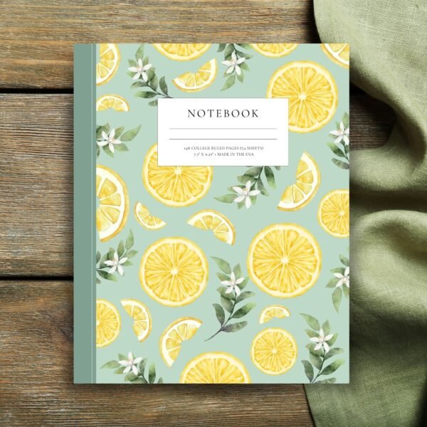 Medium Composition Notebook with 148 College Ruled Pages - Sliced Lemons