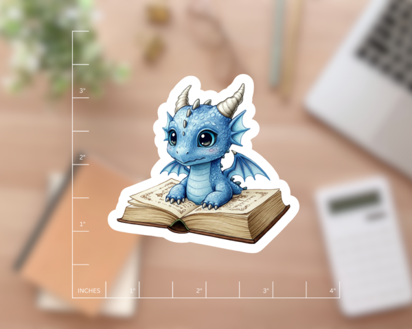 Cute Blue Dragon Sticker for Kindle Readers, Laptops, Journals, Water Bottles