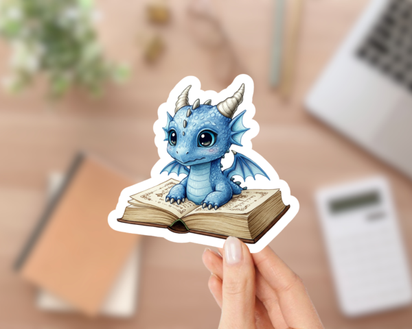 Cute Blue Dragon Sticker for Kindle Readers, Laptops, Journals, Water Bottles