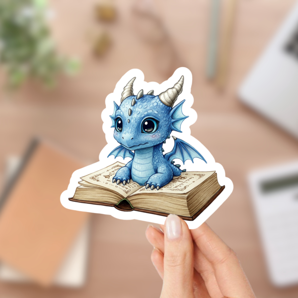 Cute Blue Dragon Sticker for Kindle Readers, Laptops, Journals, Water Bottles