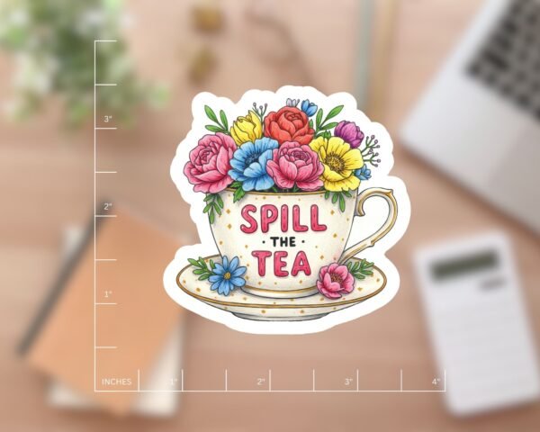 Spill the Tea Sticker for Kindle Readers, Laptops, Journals, etc.