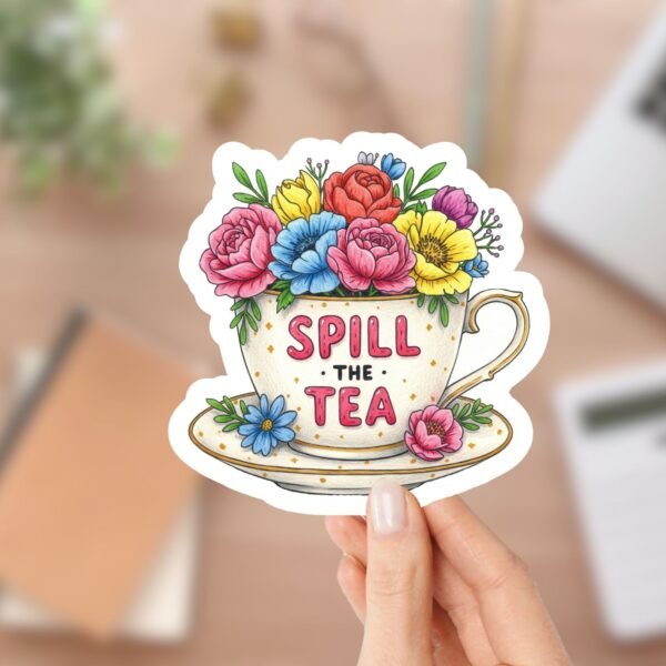 Spill the Tea Sticker for Kindle Readers, Laptops, Journals, etc.