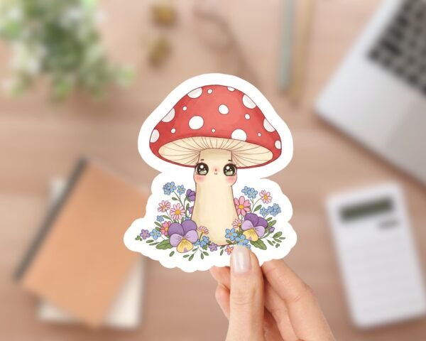 Cute Kawaii Mushroom Sticker for Kindles, Laptops, Journals, etc.