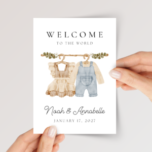 Personalized Baby Shower Card for Twin Boy and Girl for New Parents