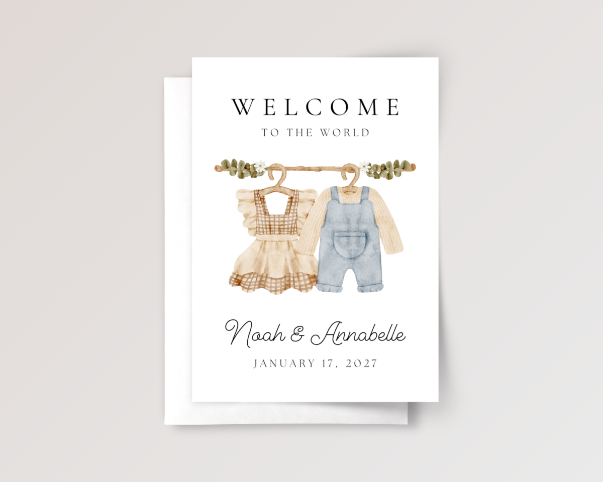 Personalized Baby Shower Card for Twin Boy and Girl for New Parents
