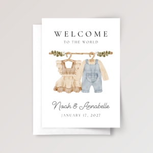 Personalized Baby Shower Card for Twin Boy and Girl for New Parents