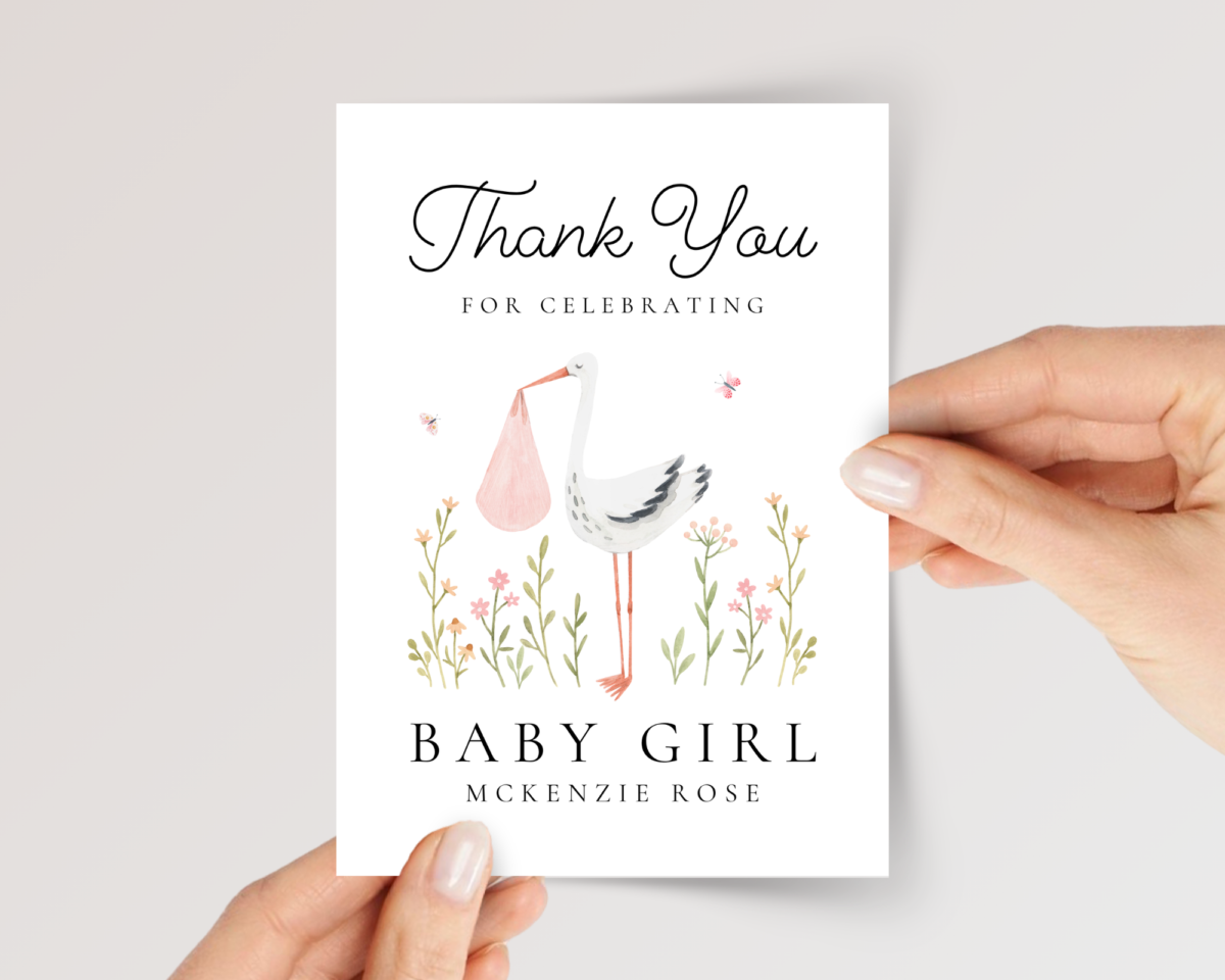 Baby Shower Thank You Card for Newborn Girl Baby Shower Thank You Card for Newborn Girl