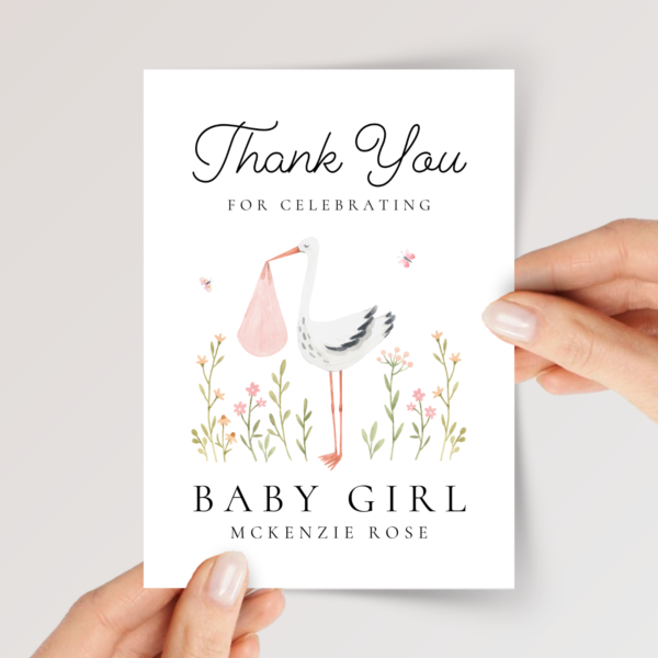 Baby Shower Thank You Card for Newborn Girl