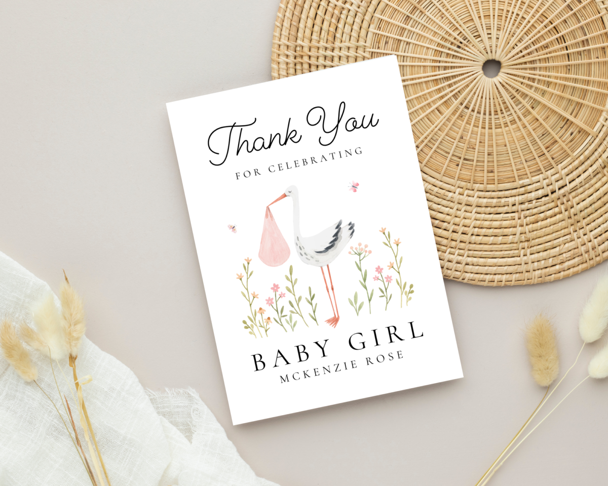 Baby Shower Thank You Card for Newborn Girl Baby Shower Thank You Card for Newborn Girl
