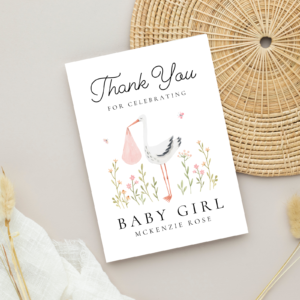 Baby Shower Thank You Card for Newborn Girl Baby Shower Thank You Card for Newborn Girl