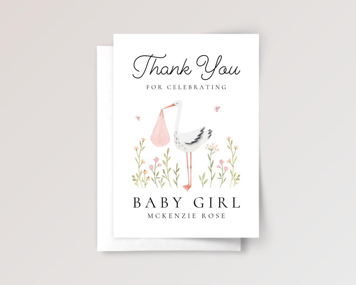Baby Shower Thank You Card for Newborn Girl Baby Shower Thank You Card for Newborn Girl