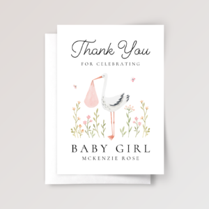 Baby Shower Thank You Card for Newborn Girl Baby Shower Thank You Card for Newborn Girl