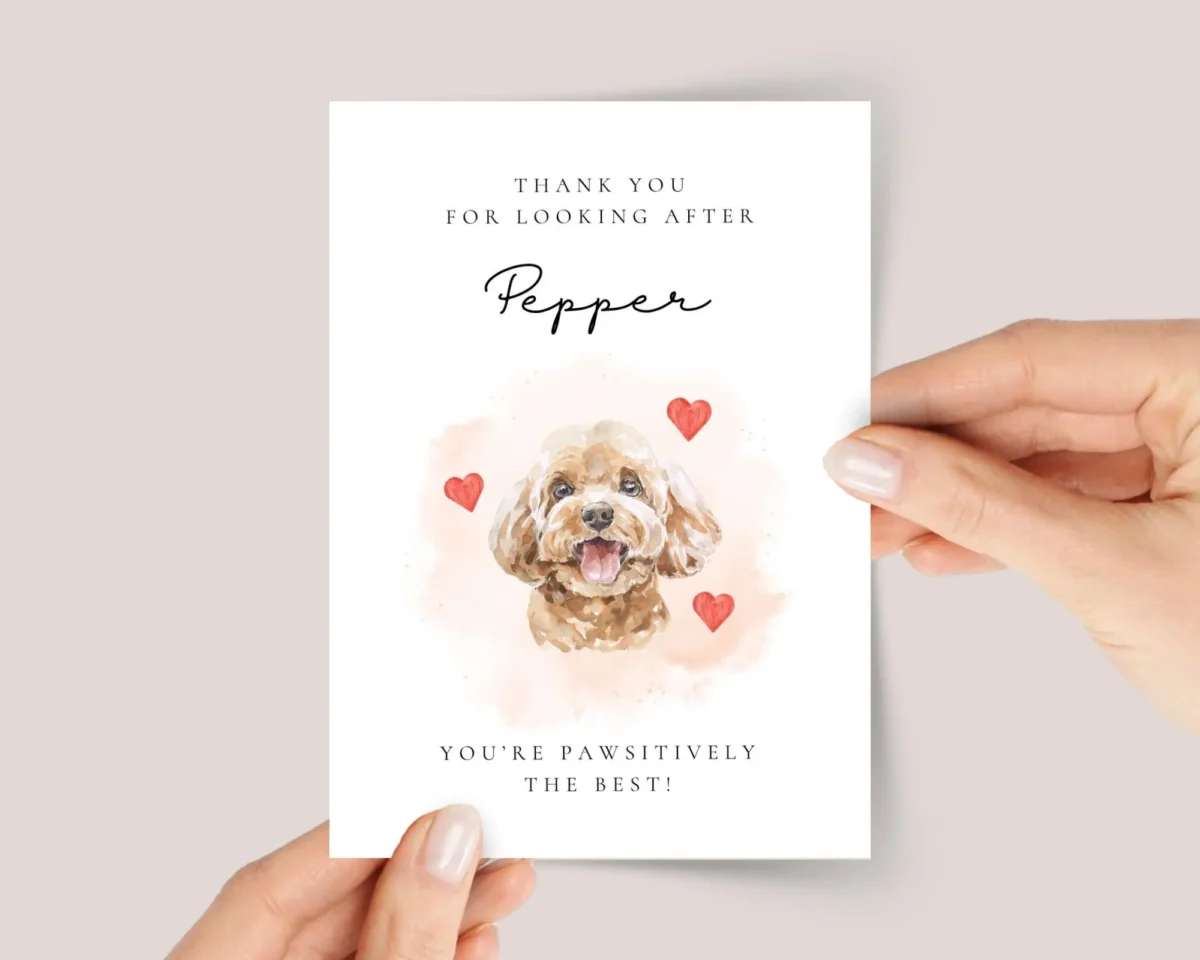 Personalized Thank You Card for Pet Sitter with Poodle