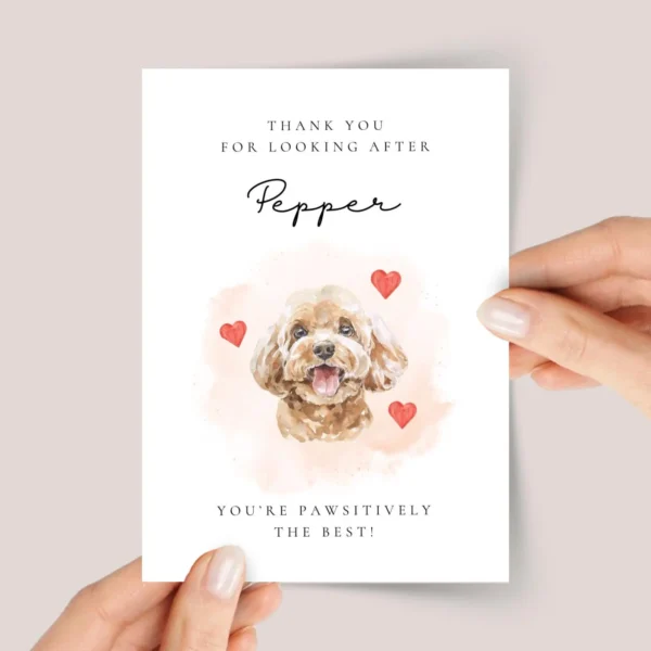 Personalized Thank You Card for Pet Sitter with Poodle