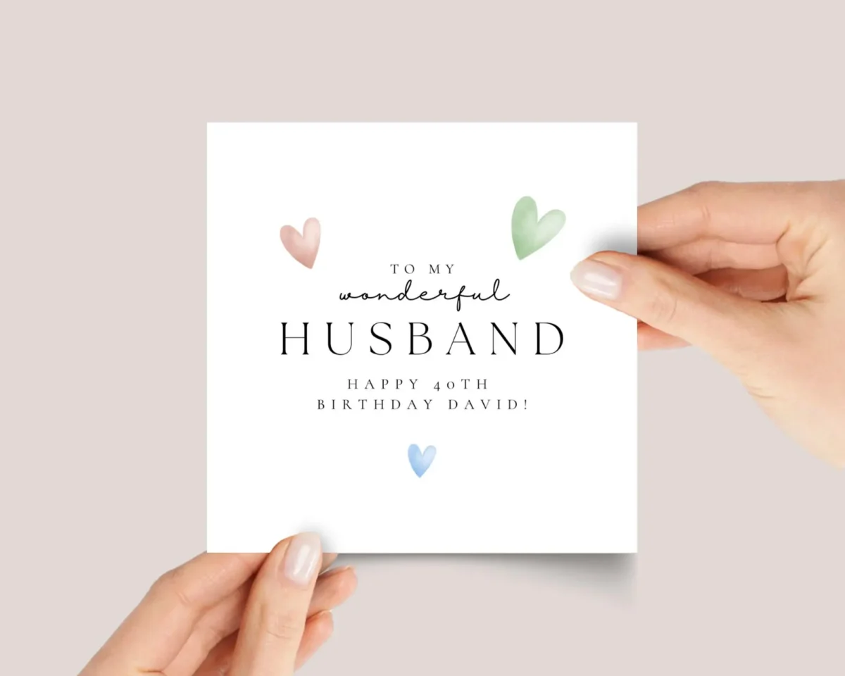 Personalized Birthday Card for Husband with Hearts