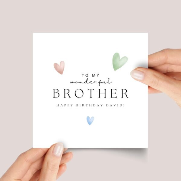 Personalized Birthday Card for Brother With Hearts