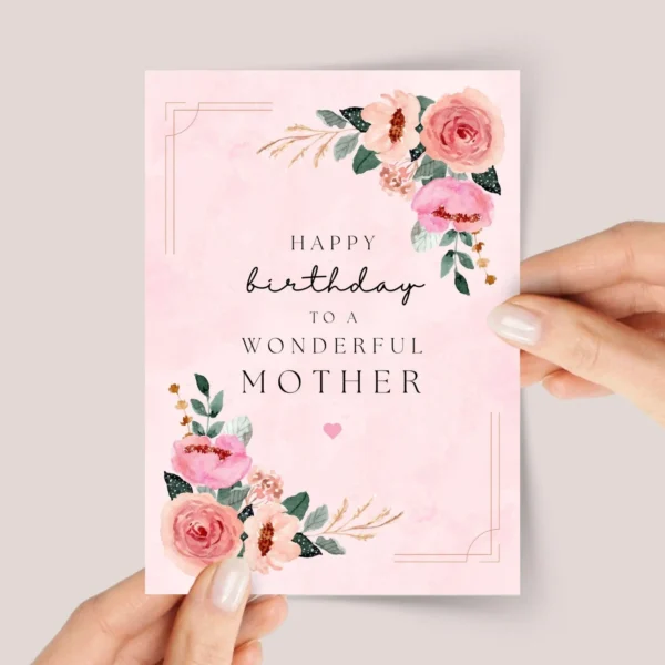 Personalized Pink Floral Birthday Card for Mom