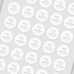 Custom Wedding Labels for Envelopes with Date and Bride/Groom