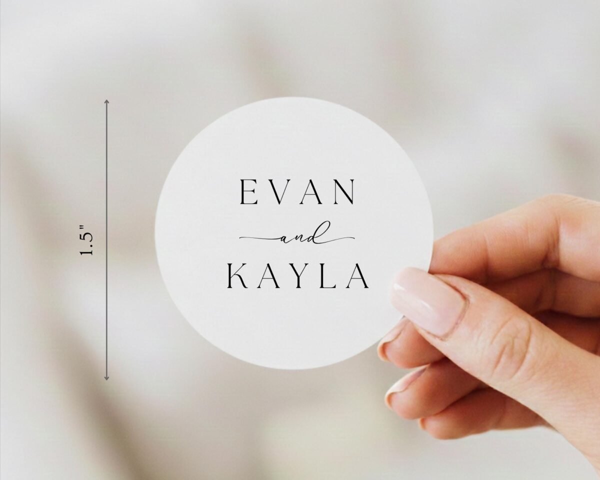 Custom Wedding Labels for Envelopes with Date and Bride/Groom