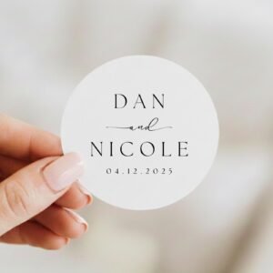 Custom Wedding Labels for Envelopes with Date and Bride/Groom