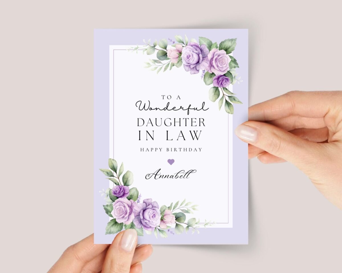Birthday Card for Daughter in Law with Purple Flowers
