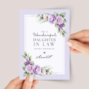 Birthday Card for Daughter in Law with Purple Flowers