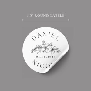 Floral Wedding Invitation Labels for Envelopes with Bride/Groom and Date