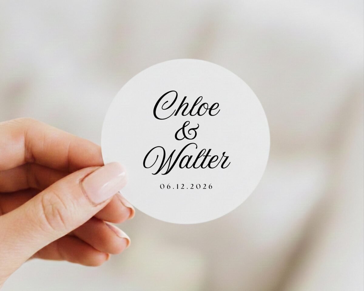 Custom Wedding Labels With Bride and Groom for Invitations and Favors