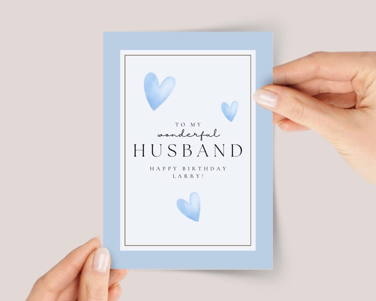 Birthday Card for Husband with Blue Hearts - Image 1 Birthday Card for Husband with Blue Hearts
