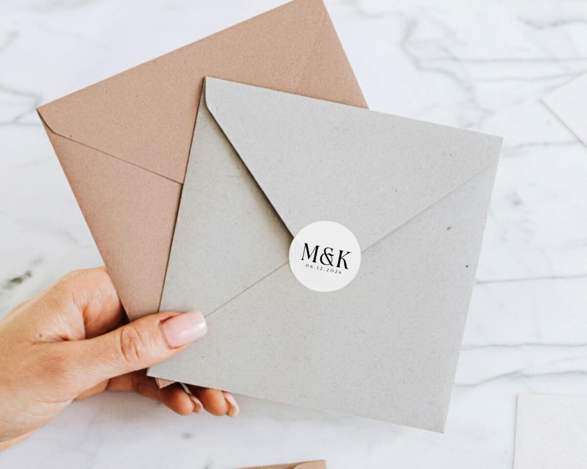 Custom Monogram Wedding Labels for Envelopes and Invitations