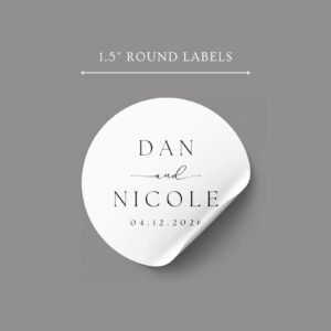 Custom Wedding Labels for Envelopes with Date and Bride/Groom