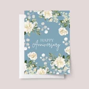Floral Anniversary Card for Wife/Husband with White Roses