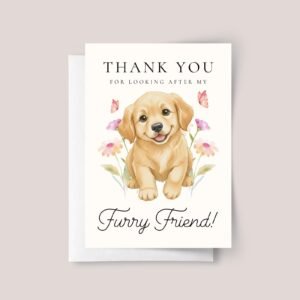 Thank You Card for Dog Sitter with Golden Retriever Puppy