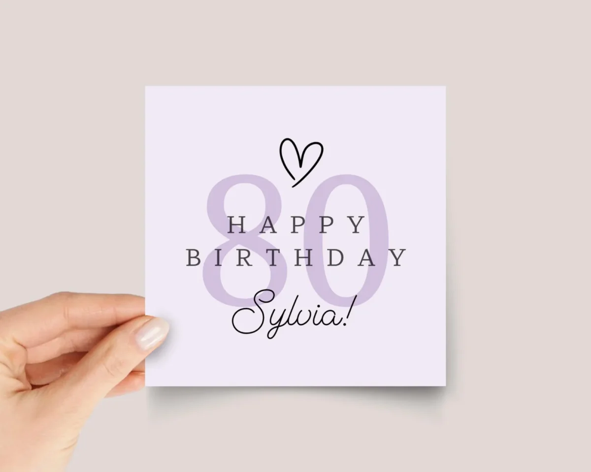 Personalized 80th Birthday Card for Wife, Daughter, Grandma Turning 80