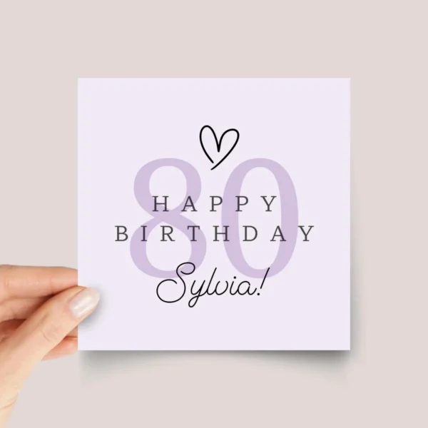 Personalized 80th Birthday Card for Wife, Daughter, Grandma Turning 80