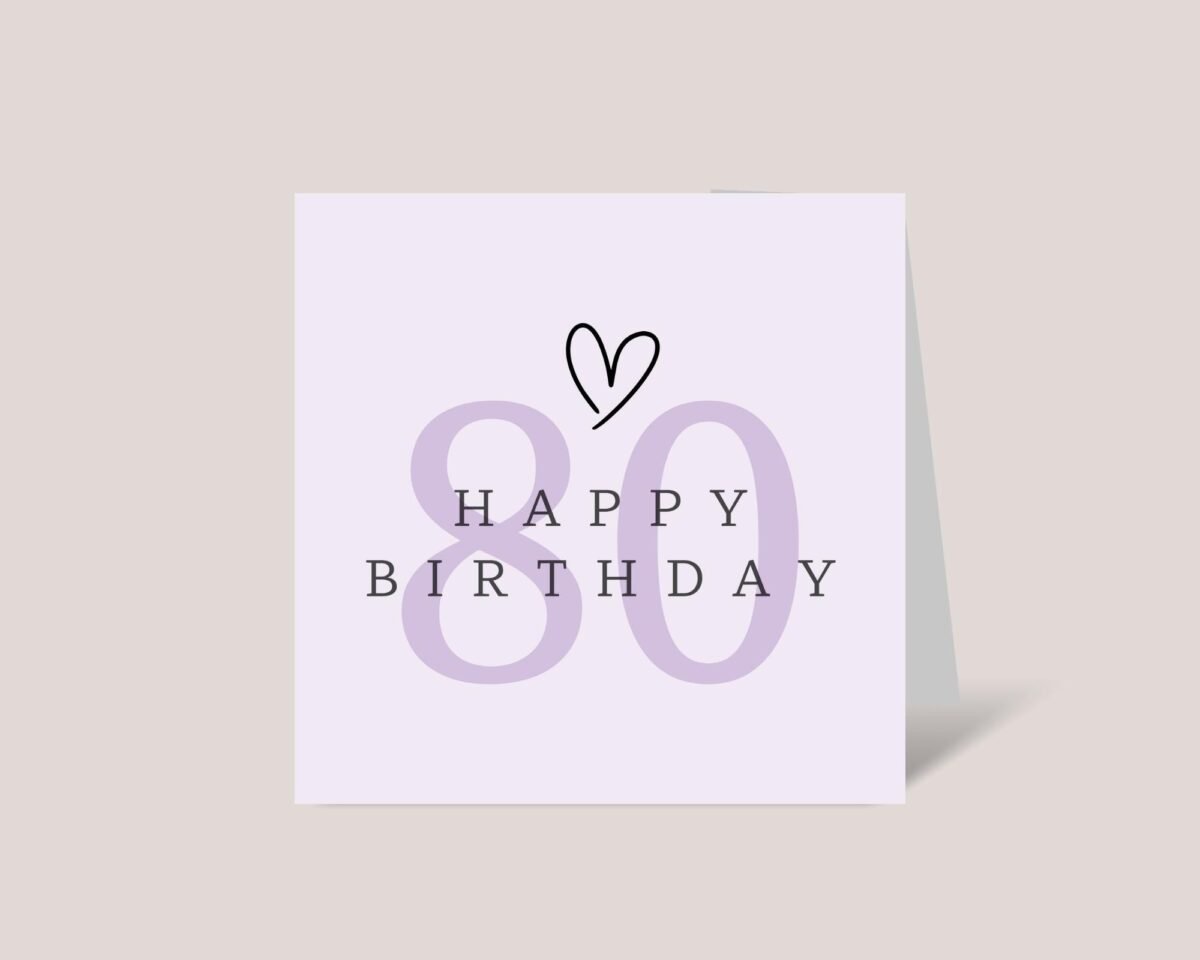 Personalized 80th Birthday Card for Wife, Daughter, Grandma Turning 80