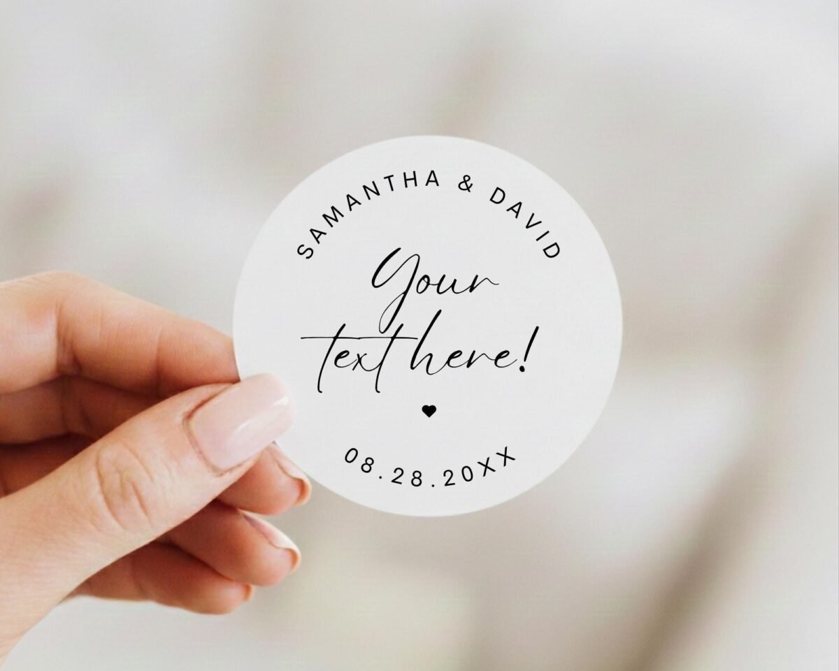 Custom Wedding Invitation Labels for Envelopes with Date and Text