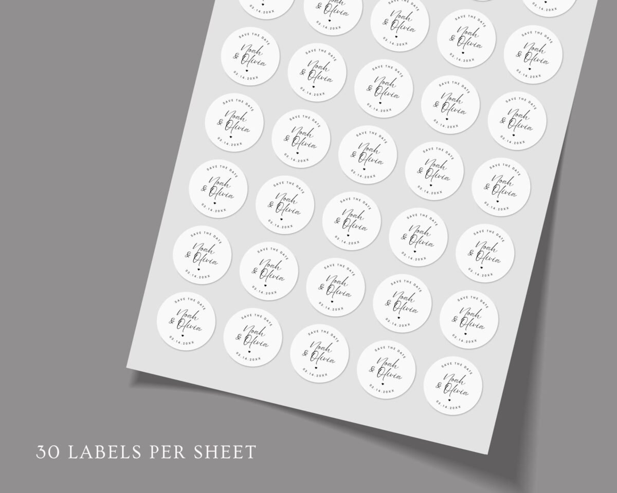 Custom Save the Date Labels for Wedding Invitation Envelopes