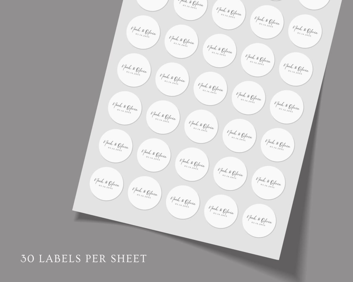Custom Wedding Invitation Labels for Envelopes with Date and Names of Bride/Groom