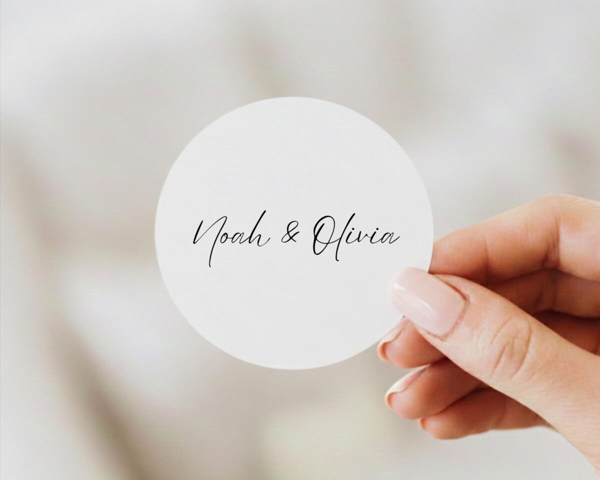 Custom Wedding Invitation Labels for Envelopes with Date and Names of Bride/Groom
