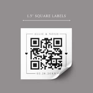 Custom QR Labels For Wedding Invitations with Bride, Groom, and Date Custom QR Labels For Wedding Invitations with Bride, Groom, and Date