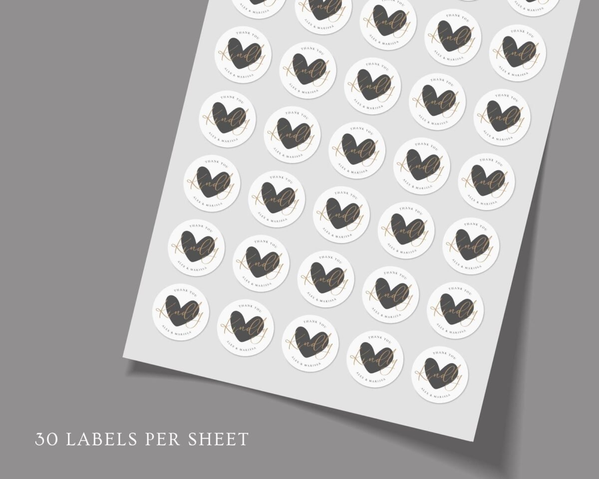 Custom Wedding Thank You Labels for Envelopes with Bride and Groom Names